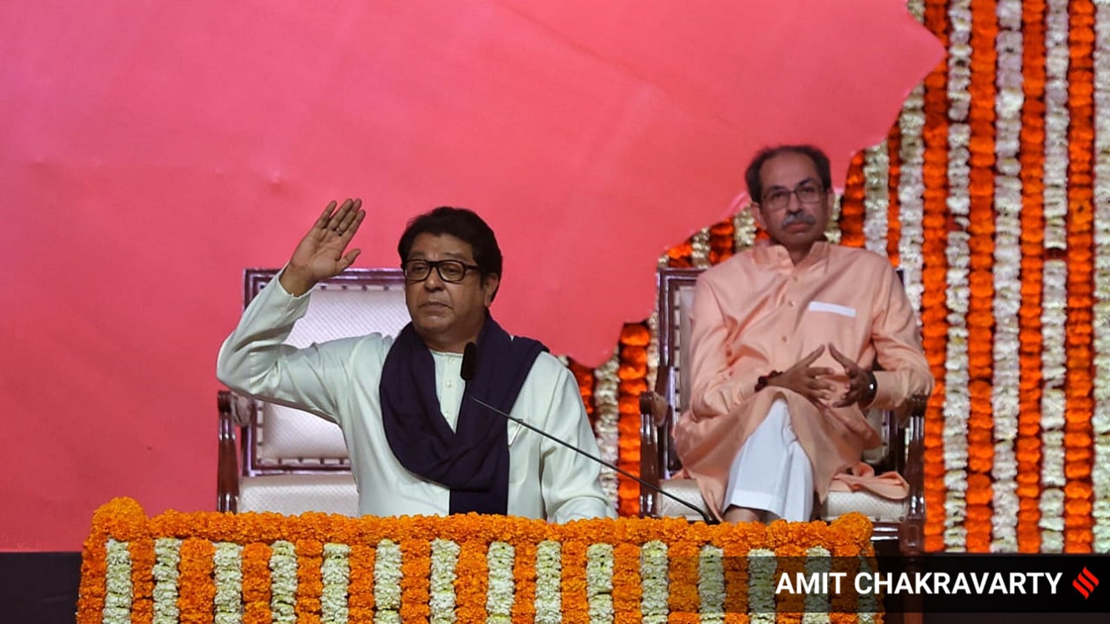 Mns Chief Raj Tackerles Addresses A Victory Rally on Saturday with Shiv Sena (Ubt) President and his cousin uddhav Tackerchary by his side