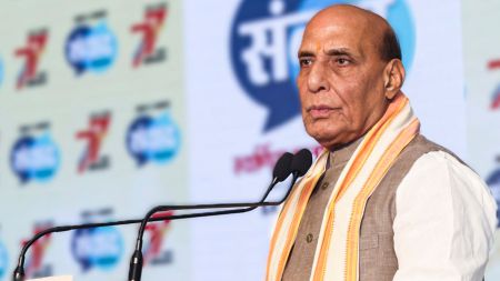 ‘Bihar was deliberately kept backward’: In Patna, Rajnath Singh takes aim at Lalu
