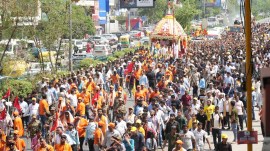 Hauz Khas saw devotees pack the streets on June 27 for rath yatra