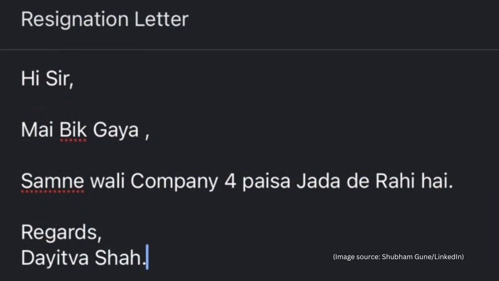 Honest resignation mail