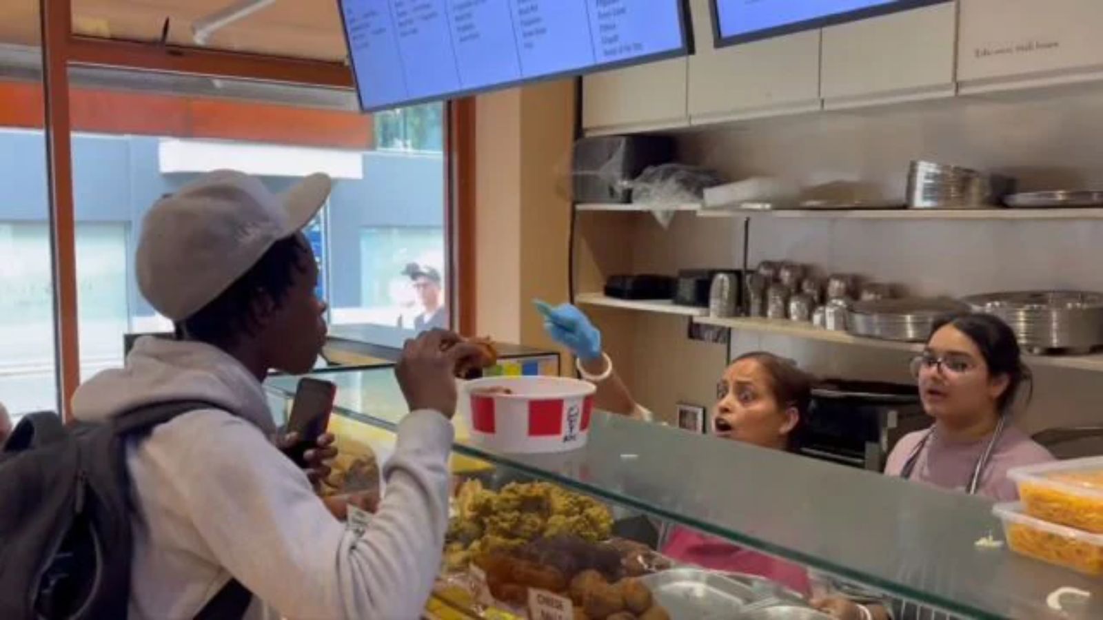 The video, shows a man of African descent entering the premises and asking staff if meat was served. (Photo/X/Screengrab/@ssaratht)