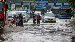 Water logging at ITO after rainfall in New Delhi on Tuesday. EXPRESS PHOTO BY PRAVEEN KHANNA