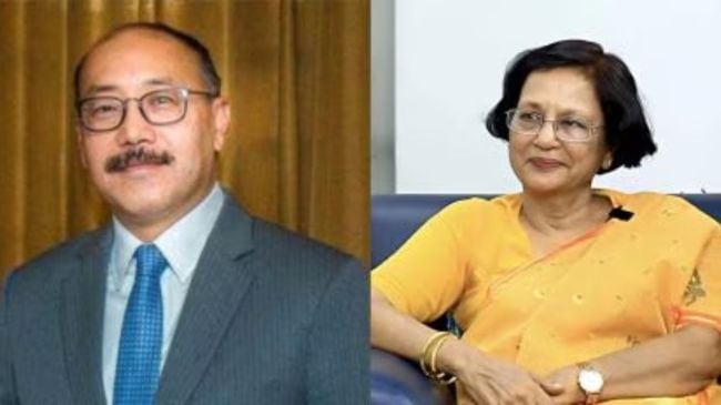 Former Foreign Secretary Harsh Vardhan Shringla and historian Meenakshi Jain