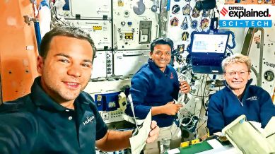Axiom-4, ISS, astronauts feast on ISS, How astronauts feast on ISS, International Space Station, Kennedy Space Centre, Axiom-4 mission, Shubhanshu Shukla, astronaut Shubhanshu Shukla, Peggy Whitson, Slawosz Uznanski-Wisniewski, Tibor Kapu, Crew Dragon spacecraft, Indian express news, current affairs