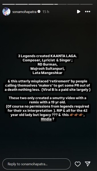 Sona Mohapatra's Instagram Stories.