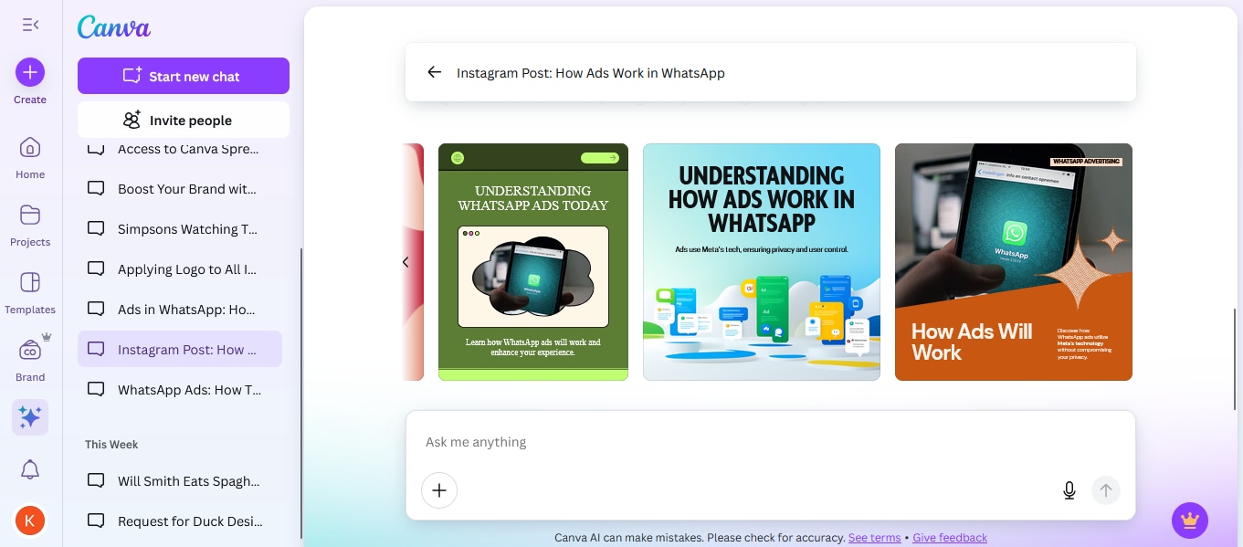 Canva AI can be used to easily generate social media campaigns. 