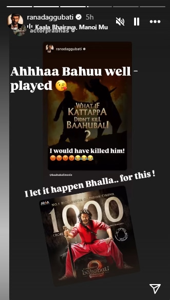Rana and Prabhas' Instagram Stories