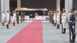 A screenshot of the bus carrying the European delegation (Image credit: ShanghaiPanda/X)