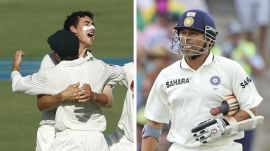 Mitchell Starc dismissed Sachin Tendulkar lbw in their first Test meeting in 2012. (Reuters/AP)