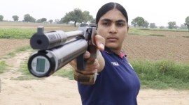 Shooter Suruchi Phogat at her residence in Jhajjar, Haryana on Tuesday. (Express photo by Anil Sharma)