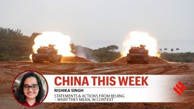 China this week: M1A2T Abrams main battle tanks fire during a military live-fire shooting training in Hsinchu County, Taiwan, Thursday, July 10, 2025.
