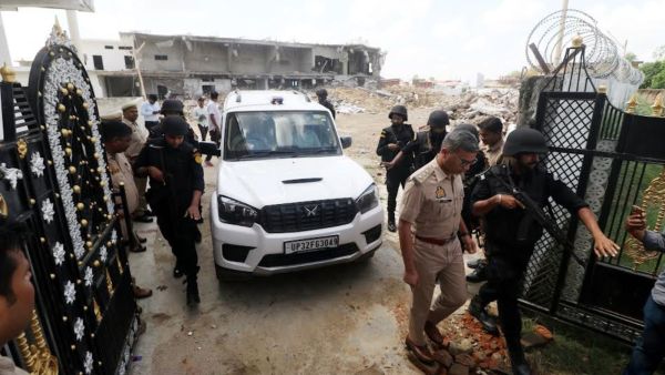 Uttar Pradesh conversion racket: ATS holding an investigation at Jhangur Baba's New House at Utraula. (Express Photo/Vishal Srivastav)