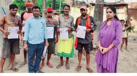 Voters-in-Patna-district-with-the-revision-forms.-Express_3721cf Bihar voter verification, voter verification, Bihar Assembly elections, Bihar Assembly polls, Indian express news, current affairs