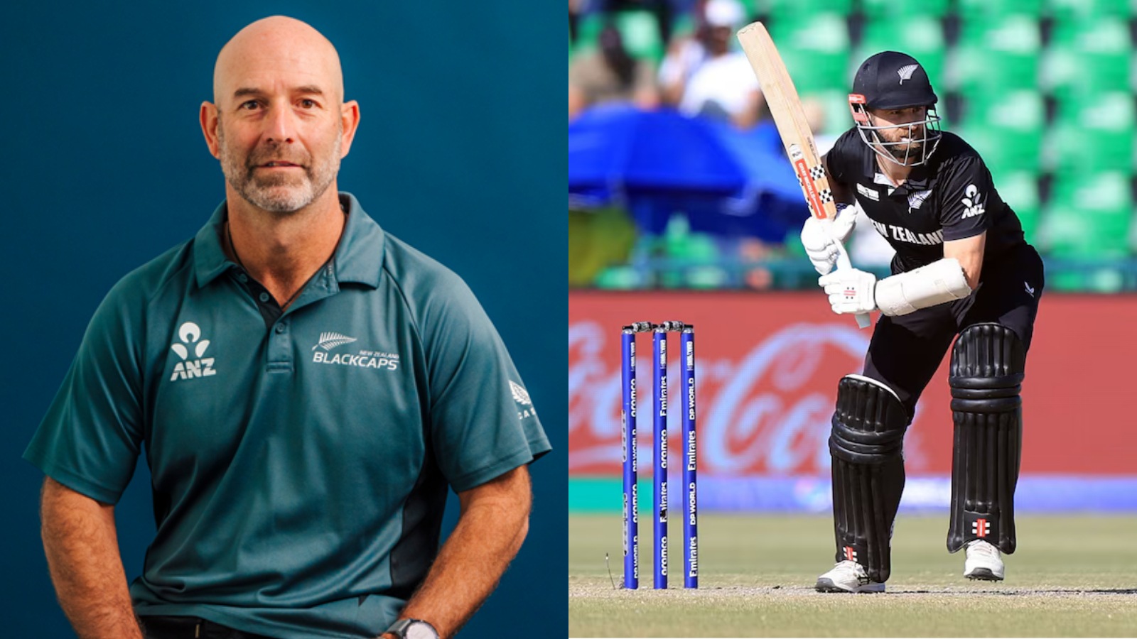 New Zealand coach Rob Walter and former captain Kane Williamson. (New Zealand Cricket/Reuters)