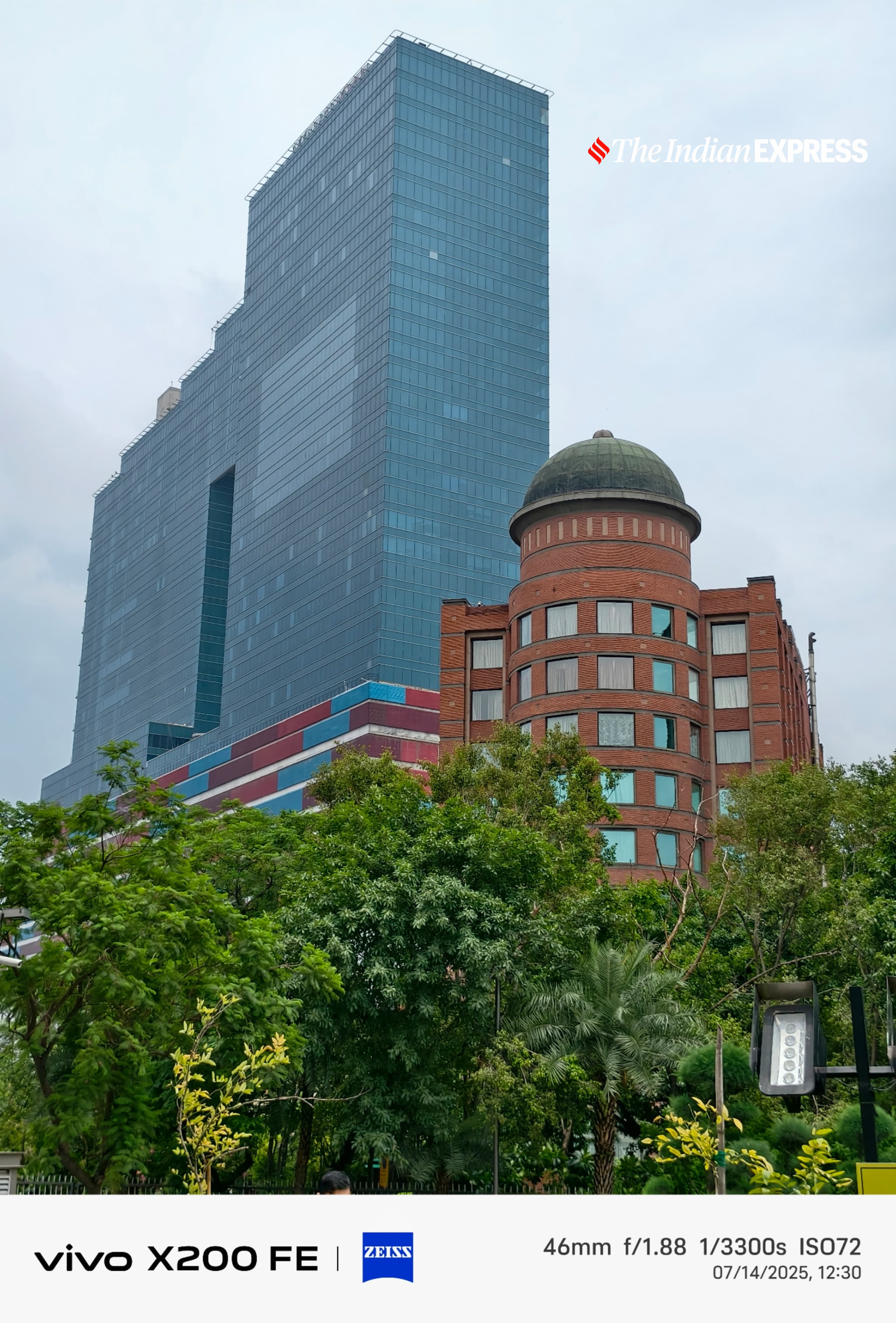 Noida Sector 18 on a cloudy day. (Image: Bijin Jose/The Indian Express)