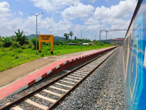 Train Passing Through Hortoki, One of the Four Newly Newly Built Stations on the Bairabi-Sairang Line.