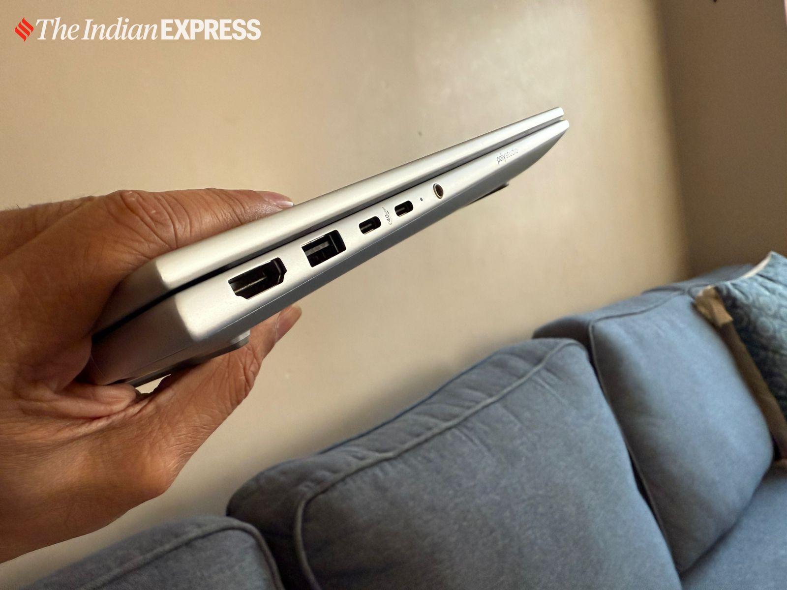 The new HP EliteBook 6 G1q is a bit heavy, though it has a stylish design that accommodates more ports and fans. (Image: Nandagopal Rajan/The Indian Express)