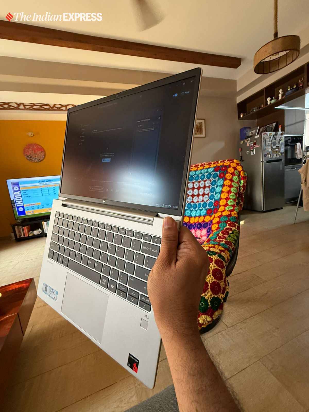 The device features a 14-inch 1920 x 1200p IPS anti-glare display that is clear and bright at 400 nits. (Image: Nandagopal Rajan/The Indian Express)