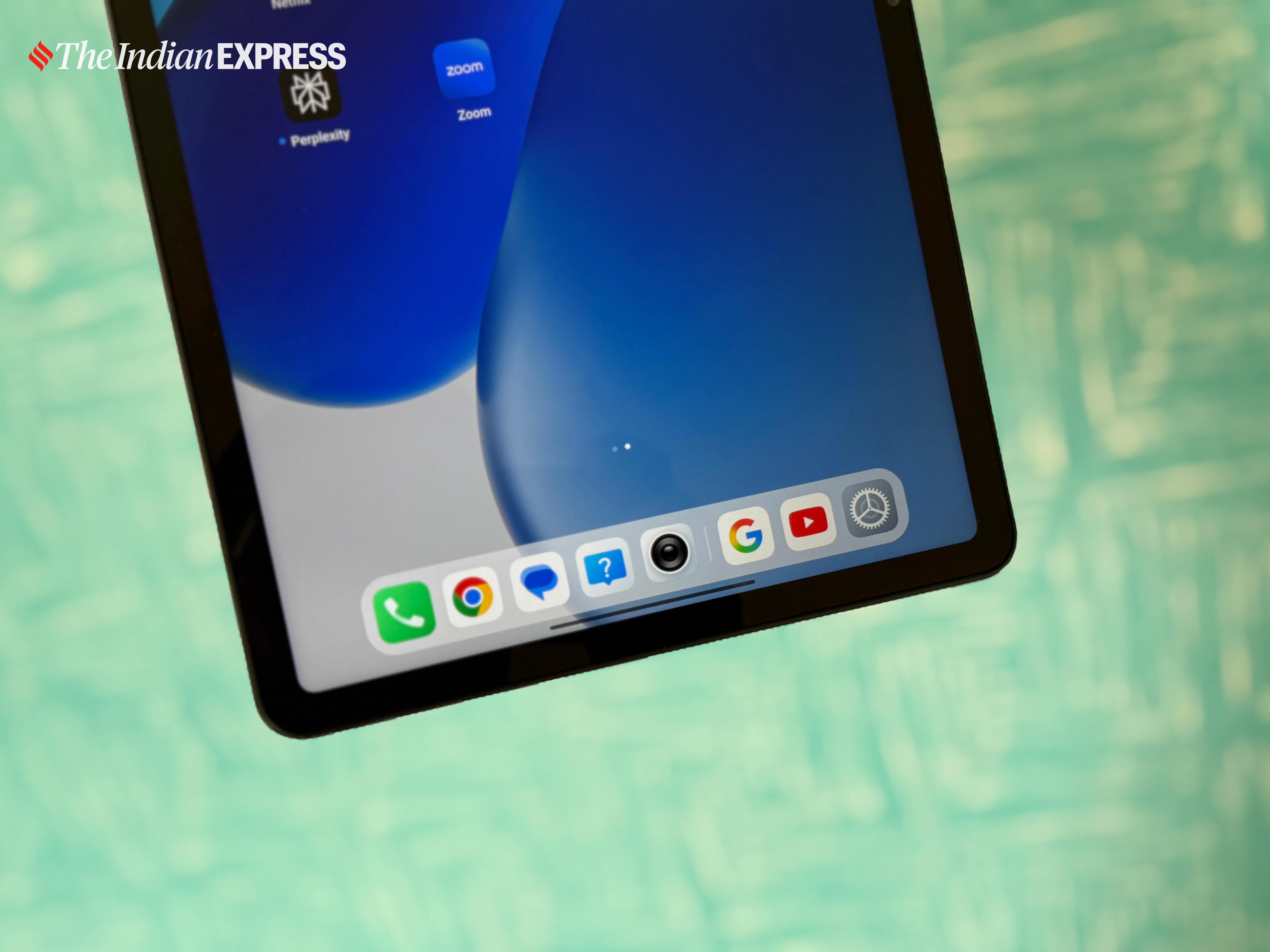  The Redmi Pad 2 features modern, sleek edges and thinner display borders similar to those of the 10th-generation iPad. (Image: Anuj Bhatia/The Indian Express)
