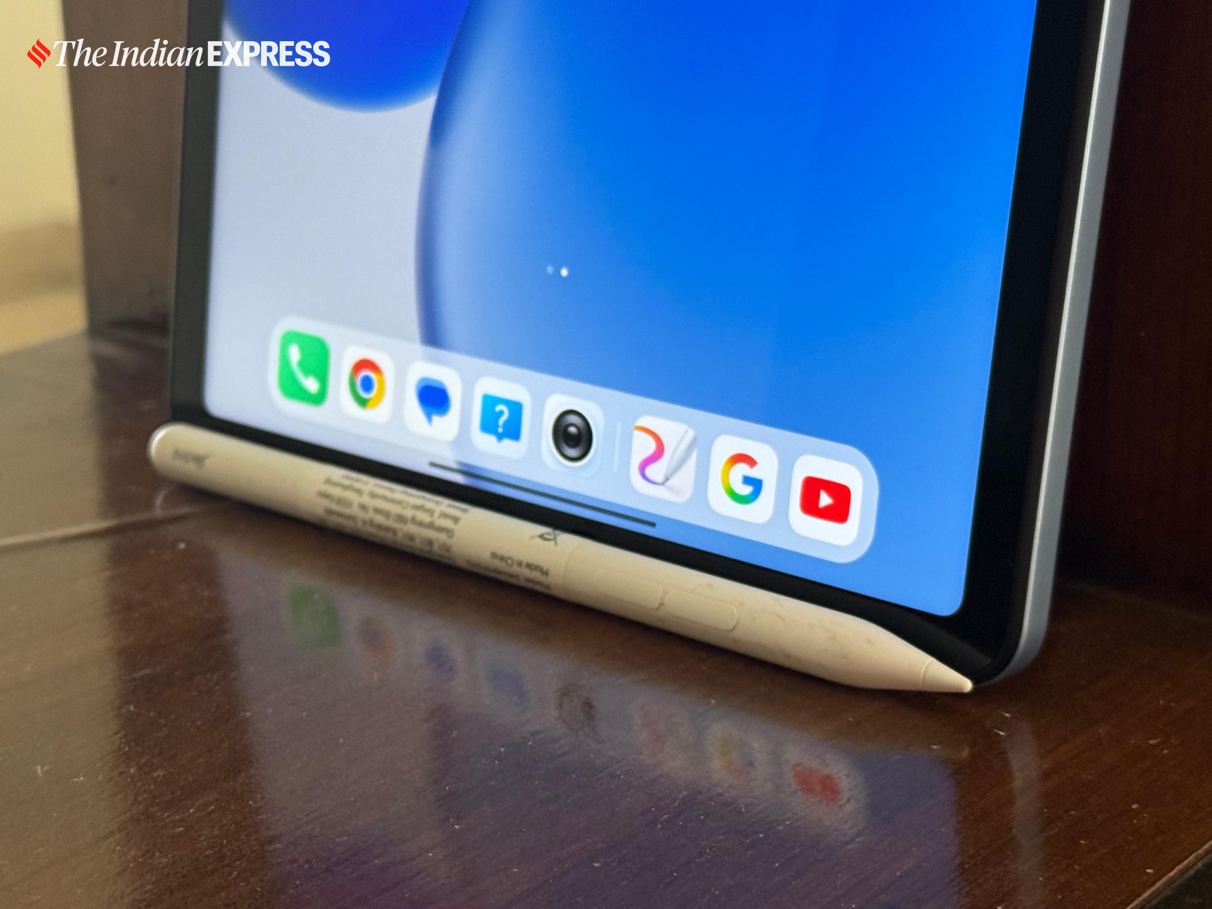 The Xiaomi Redmi Pad 2 can be paired with the Redmi Smart Pen Stylus. (Image: Anuj Bhatia/The Indian Express)