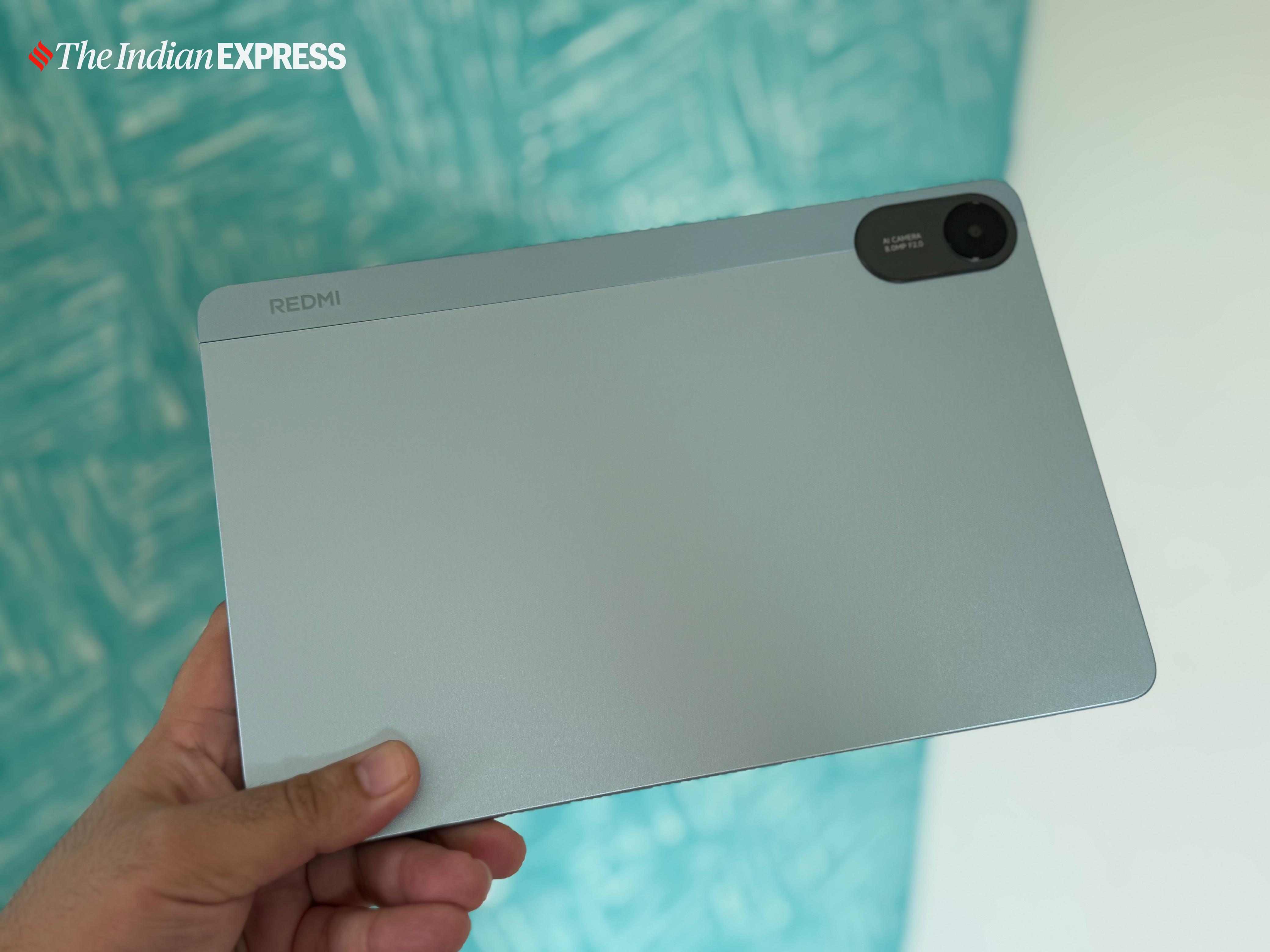 The Xiaomi Redmi Pad 2 arrived in the sky blue colour that offers a summery feel. (Image: Anuj Bhatia/The Indian Express)