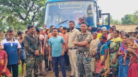 Maraknar bus service, Gadchiroli MSRTC bus, first bus in Maraknar, public transport Maraknar, remote village bus connectivity, Gadchiroli transport development, bus service to Abujmarh foothills, Markanar to Aheri bus, Maraknar public transport access, Gadchiroli police civic action, Maharashtra State Road Transport Corporation, CRPF and police road initiative, tribal village bus service, first bus since Independence Maraknar, rural development in Gadchiroli, Markanar road construction, forest village connectivity Maharashtra, MSRTC bus for remote areas, tribal village development, Gadchiroli police infrastructure projects, Maraknar mobile tower installation, anti-Maoist village resolution, improved connectivity Maraknar, Bhamragad public transport, Maraknar Gram Patil, Gadchiroli SP Neelotpal initiatives, bus service launched in Maoist-affected areas, CRPF Gadchiroli support, civic action programme Gadchiroli, Maharashtra tribal area transportation,