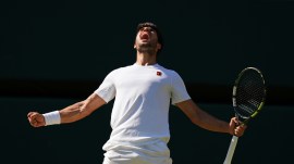 Carlos Alcaraz is looking to win a third consecutive title at Wimbledon (AP Photo)