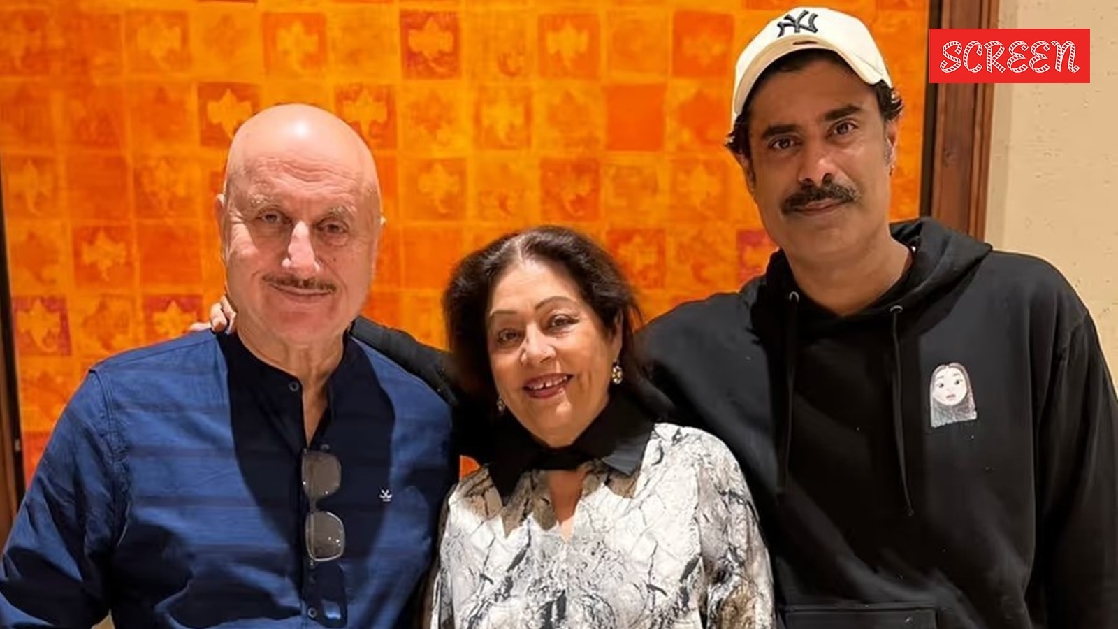 Anupam Kher with wife Kirron and stepson Sikander
