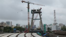 Byculla Y bridge construction in progress (Express Photo by Akash Patil)
