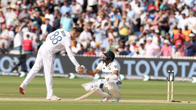 The Test closed out with shots of Harry Brook, Zak Crawley and Joe Root being among the first to lift a distraught Mohammed Siraj, who was in their faces for most of the time they were at the crease with the bat. (AP Photo)