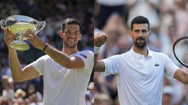 Julian Cash played the role of Novak Djokovic in an advertisement for the Australia and New Zealand Bank, because he bore an uncanny physical resemblance to the Serb. (AP Photo)