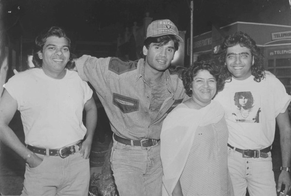 Editor-producer Ashok Honda, Sunil Shetty, choreographer Saroj Khan, and director Sanjay Khanna.