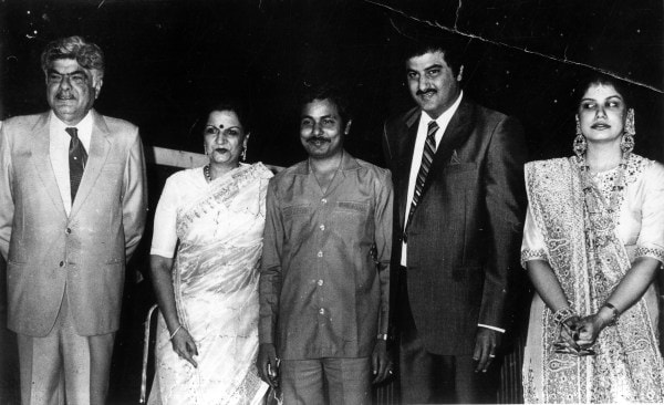 Film director Surinder Kapoor (extreme left) and his son Boney Kapoor (2nd from right). Express archive photo