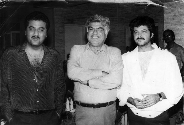 Film director Boney Kapoor with his father Surinder Kapoor and brother Anil Kapoor. Express archive photo