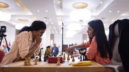 Divya, still shaking after her victory, credited her preparation for the win in the first tie-break game. (Photo credit: FIDE/Anna Shtourman)