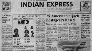This is the front page of The Indian Express published on July 01, 1985.