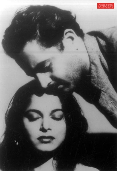 Waheeda Rehman and Guru Dutt in Pyaasa.