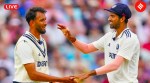 India vs England 5th Test Day 2 Updates: India's Prasidh Krishna, left, celebrates after the dismissal of England's Gus Atkinson -- his fourth wicket of the innings during the second day of the fifth cricket Test at The Oval in London. (AP Photo)