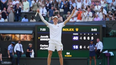 Jannik Sinner took control in the second set and never really let go, with unforced errors not exactly helping Alcaraz’s cause either. (AP Photo)