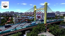 The twin bridges are being constructed in two phases, with each part having a width of 16.7 metres.