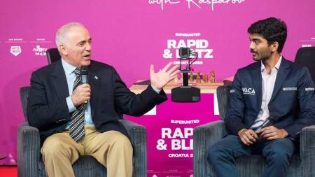 Garry Kasparov held the record for being the youngest ever World Champion from 1985 until Gukesh broke it in 2024. (Photo: Lennart Ootes via Grand Chess Tour)