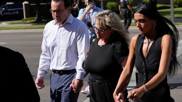 Mother of Kaylee Goncalves, Kristi Goncalves, second from right, walks with family members including Steve Goncalves, left, to the Ada County Courthouse for Bryan Kohberger's plea deal hearing on Wednesday, July 2, 2025, in Boise, Idaho. (AP Photo)
