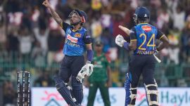 Bangladesh vs Sri Lanka: Sri Lanka's Kusal Mendis celebrates his fifty runs during the second ODI cricket match between Sri Lanka and Bangladesh in Colombo, Sri Lanka, Saturday, July 5, 2025. (AP Photo/Eranga Jayawardena)