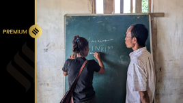 Laltinkimi writes her name on the blackboard at the Tinghmun Primary School-II. Sukrita Baruah