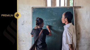 Laltinkimi writes her name on the blackboard at the Tinghmun Primary School-II. Sukrita Baruah