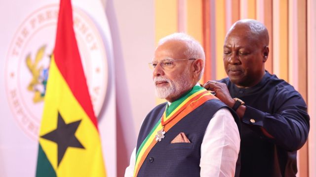 Prime Minister Narendra Modi was conferred with ‘The Officer of the Order of the Star of Ghana