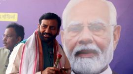 Haryana Chief Minister Nayab Singh Saini arrives for a high-profile meeting chaired by Prime Minister Narendra Modi at Ashoka Hotel in New Delhi on Sunday. Express photo by Amit Mehra 25.5.2025