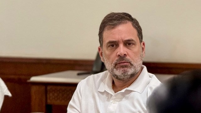Lok Sabha LoP Rahul Gandhi took a jibe at the Centre over Donald Trump's recent comments. (AICC via PTI Photo)