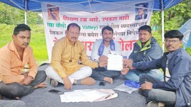 Vinod said the school administration demanded Rs 80,000, nearly half of the total fee, in May for admission to Class 9. (Express Photo)