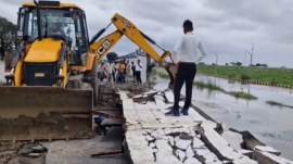 rewa airport boundary wall collapses